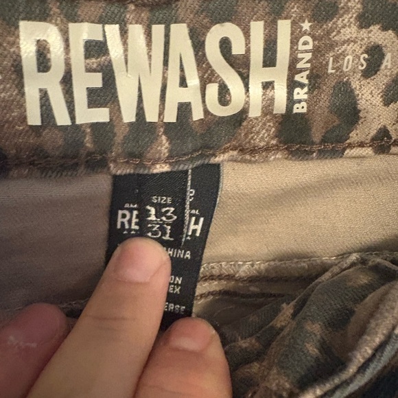 Rewash Brown Leopard Print Jean Shorts - Picture 3 of 3